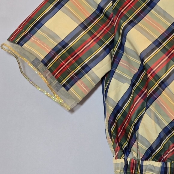 Crewcuts Girls Holiday Christmas Party Plaid Glitter Sequin Dress, sz 16 - Picture 3 of 9